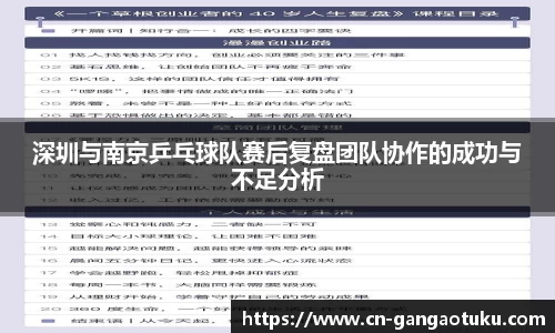 深圳与南京乒乓球队赛后复盘团队协作的成功与不足分析